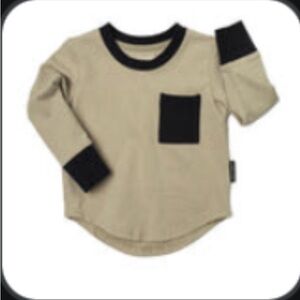 Little Bipsy Two Tone Long Sleeve Pocket Tee Greige